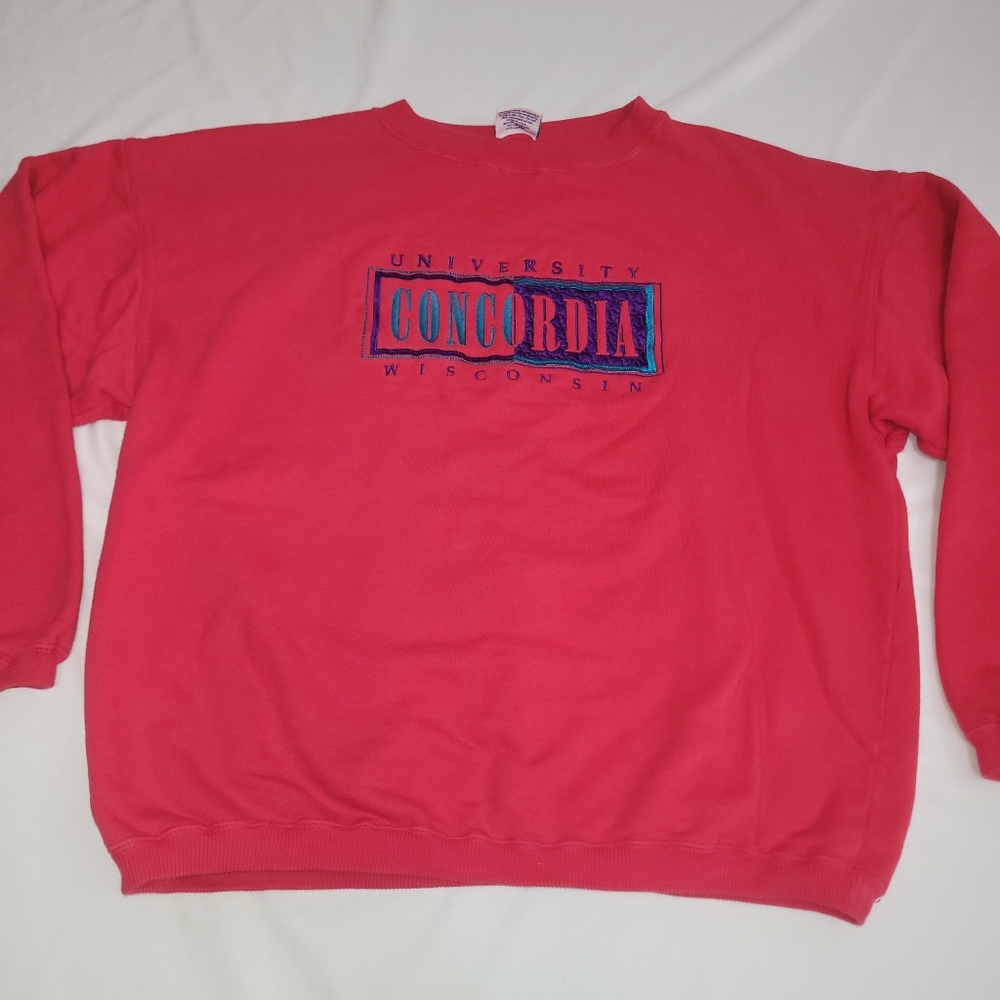 Vintage Somers Concordia University Wisconsin Sweatshirt Size Med USA Unisex Red